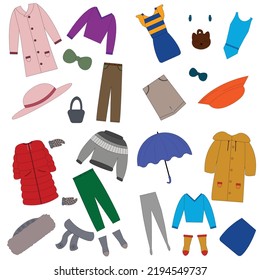 Children's seasonal clothes for girl. Clothing season winter and spring, summer, autumn clothing.T-shirts, pants, jackets, shoes and other clothes 