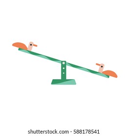 children's seesaw with duck seats flat design isolated color vector element