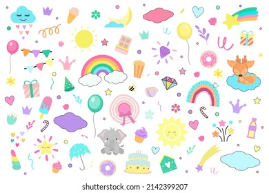 Children's set of stickers. Vector illustration