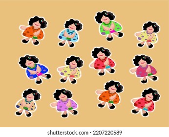 Children's set of various colors cute minimalist