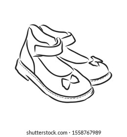 children's shoes, children's sandals, sketch, contour vector illustration 