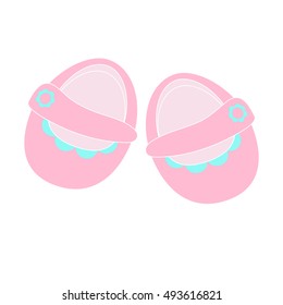 Children's shoes Vector icon isolated cute pink booties for girls