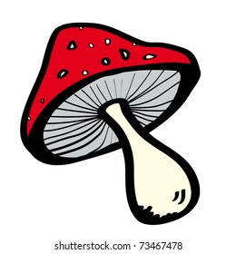 Children's sketch of a mushroom. A red mushroom