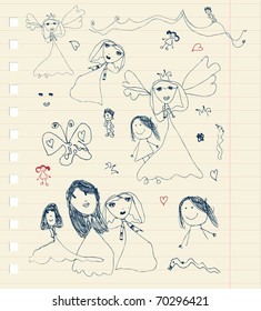 Children's sketch on sheet for your design