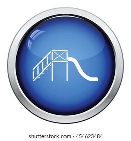 Children's slide icon. Glossy button design. Vector illustration.