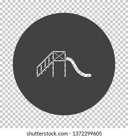 Children's slide icon. Subtract stencil design on tranparency grid. Vector illustration.
