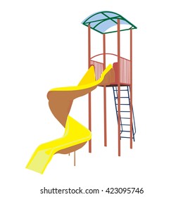 Childrens slide yellow vector illustration isolated on white background