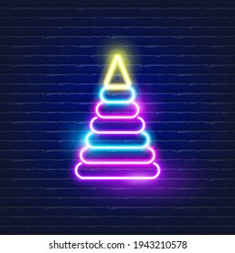 Children's sorter toy neon icon. Glowing Vector illustration of child signs for design. Children concept.