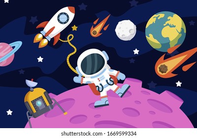 Childrens Space Rockets Planets Stock Vector (Royalty Free) 1669599334 ...