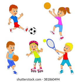 children's sports activity set, illustration,vector