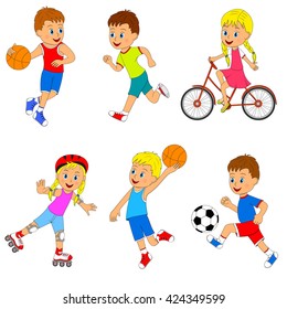 children's sports activity set, illustration,vector