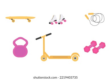 Children's sports equipment. Moving games. Games in the air.