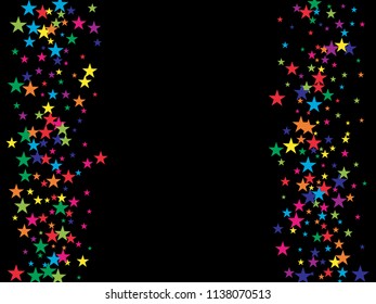 Childrens Stars Confetti Vector Magic Cosmic Garland. Fairy Christmas Lights, Gamour Sparkles, Glitter for Birthday Party Decoration. Elegant New Year Holiday Premium Texture Gold Star Explosion