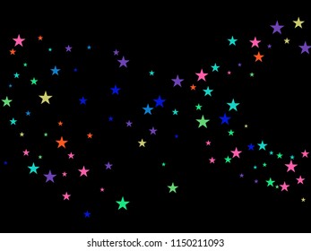 Childrens Stars Confetti Vector Magic Cosmic Garland. Fairy Christmas Lights, Gamour Sparkles, Glitter for Birthday Party Decoration. New Year Holiday Falling Down Stars Confetti, Festival Firework