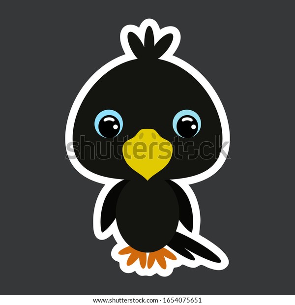 L Autocollant D Enfant De Mignon Petit Corbeau Image Vectorielle De Stock Libre De Droits