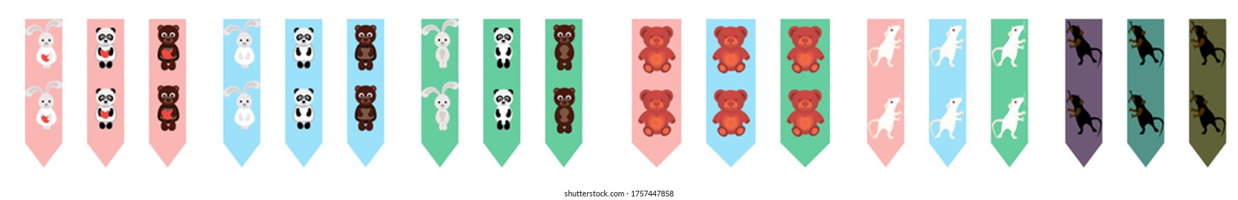 Children's stickers and bookmarks with animals. Set for printing.