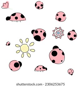 Children's summer doodle clipart with pastel colors 