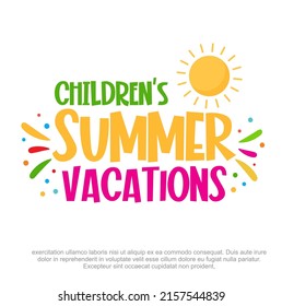 Children's Summer vacations logo template. Summer Holidays Vector logo.  kid's summer vacations logo template. 