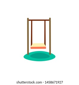 childrens swing vector cartoon illustration. swing for children Playground isolated on white