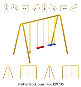 Children's swings and rope climbing. Isolated on white background.