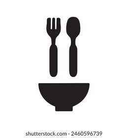 Children's tableware, fork and spoon available Iconic illustration