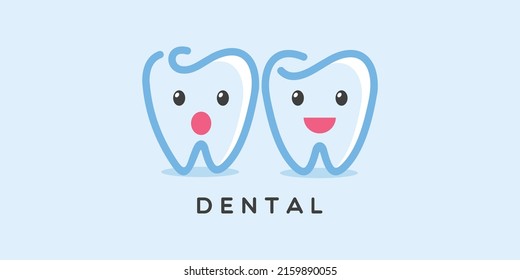 imagen gráfica de los dientes de los niños, en un fondo azul. base de gráficos vectoriales.