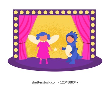 Children's theatrical performance Vector. Cartoon. Isolated art on white background. Flat