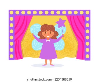 Children's theatrical performance Vector. Cartoon. Isolated art on white background. Flat