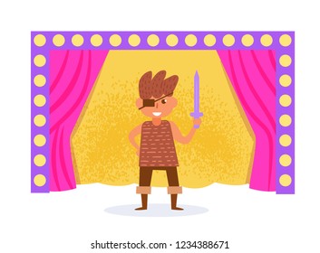 Children's theatrical performance Vector. Cartoon. Isolated art on white background. Flat
