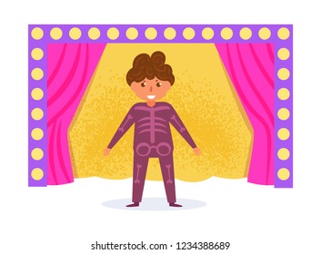 Children's theatrical performance Vector. Cartoon. Isolated art on white background. Flat