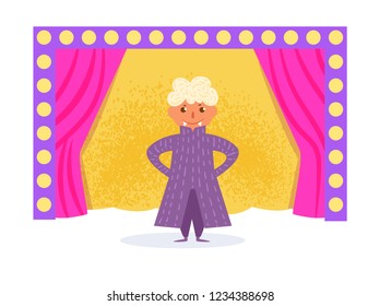 Children's theatrical performance Vector. Cartoon. Isolated art on white background. Flat
