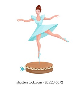 Childrens toy ballerina music box cartoon vector graphics.