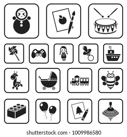 Children's toy black icons in set collection for design. Game and bauble vector symbol stock web illustration.