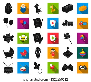Children's toy black,flat icons in set collection for design. Game and bauble vector symbol stock web illustration.