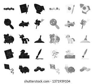 Children's toy black.mono icons in set collection for design. Game and bauble vector symbol stock web illustration.