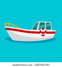 Children's toy boat with sails. Isolated on a white background. Vector illustration