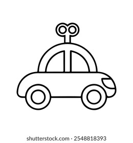 Children's Toy Car Icon. Customizable thin line illustration.  Editable stroke.