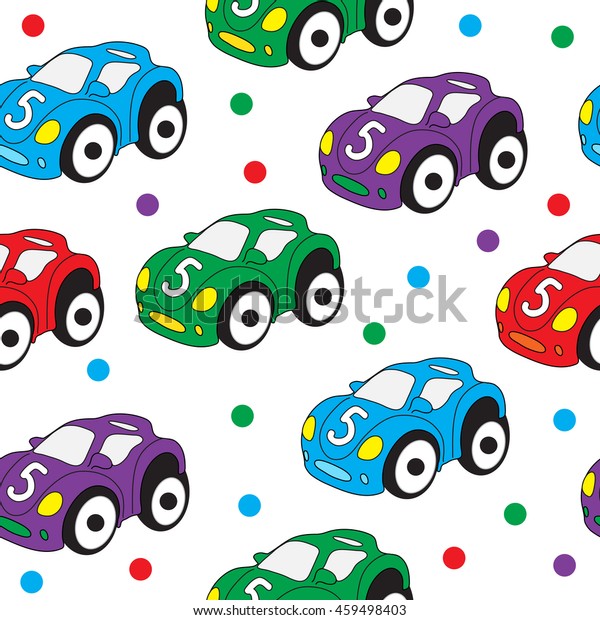 Children's toy car seamless texture. Car background, children's