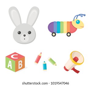 Children's toy cartoon icons in set collection for design. Game and bauble vector symbol stock web illustration.