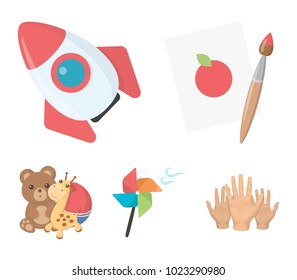 Children's toy cartoon icons in set collection for design. Game and bauble vector symbol stock web illustration.