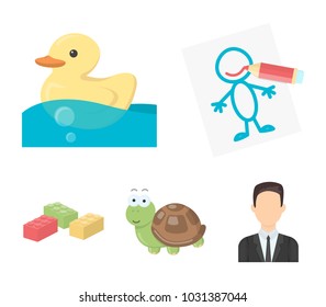 Children's toy cartoon icons in set collection for design. Game and bauble vector symbol stock web illustration.