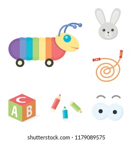 Children's toy cartoon icons in set collection for design. Game and bauble vector symbol stock web illustration.