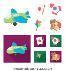 Children's toy cartoon,flat icons in set collection for design. Game and bauble vector symbol stock web illustration.