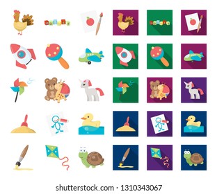 Children's toy cartoon,flat icons in set collection for design. Game and bauble vector symbol stock web illustration.