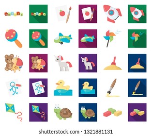 Children's toy cartoon,flat icons in set collection for design. Game and bauble vector symbol stock web illustration.
