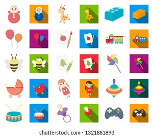 Children's toy cartoon,flat icons in set collection for design. Game and bauble vector symbol stock web illustration.