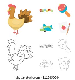 Children's toy cartoon,outline icons in set collection for design. Game and bauble vector symbol stock web illustration.
