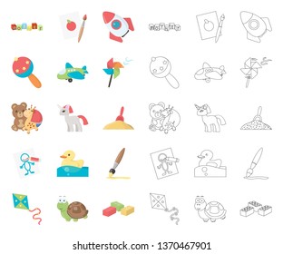 Children's toy cartoon,outline icons in set collection for design. Game and bauble vector symbol stock web illustration.