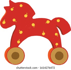 Children's toy in the form of a wooden horse. Things for kids and parents