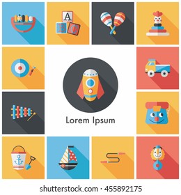 Children's toy icons set